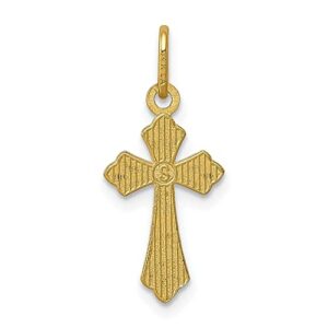 IceCarats 14K Yellow Gold Small Holy Cross Necklace Religious Pendant Jesus Christ Charm Only