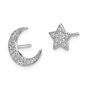 925 sterling silver cubic zirconia cz star crescent moon earrings celestial jewelry