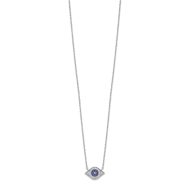 IceCarats 925 Sterling Silver Cubic Zirconia CZ Hamsa Good Luck Blue Evil Eye Protection Necklace 17 inch Chain