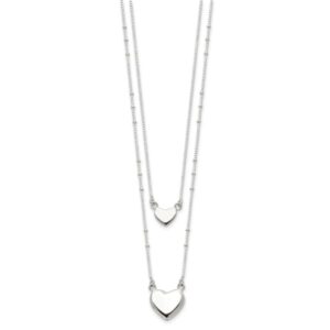 IceCarats 925 Sterling Silver 2 Strand Heart Love Dangling Chain Necklace