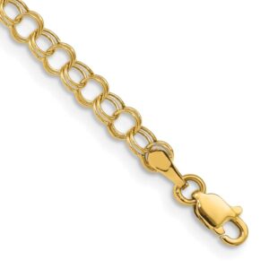 IceCarats 10K Yellow Gold Double Link Chain Charm Bracelet 8 inch