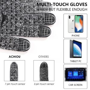 Achiou Winter Gloves for Men Women, Touch Screen Texting Warm Gloves with Thermal Soft Knit Lining,Elastic Cuff