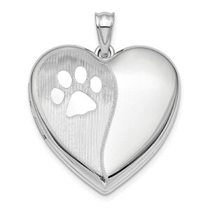 IceCarats 925 Sterling Silver Paw Print Pet Ash Holder Heart Love Personalized Photo Locket Cremation Necklace Memorial Charm Urn Pendant 30.5mm x 23.8mm Only