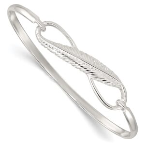 IceCarats 925 Sterling Silver Infinity Twisted Love Knot Symbol Feather Bangle Charm Bracelet