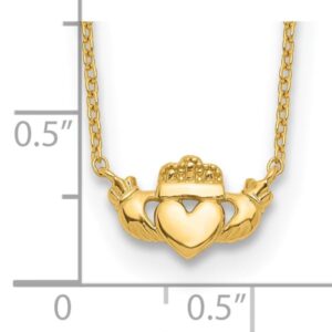 IceCarats 14K Yellow Gold Heart Love Irish Claddagh Celtic Necklace 17 inch Chain Jewelry