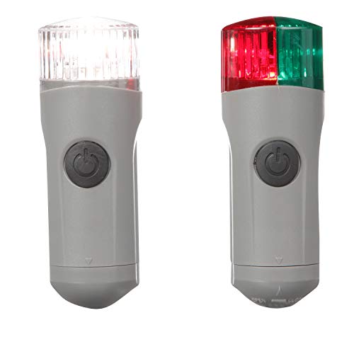 Seachoice Portable Battery-Operated LED Navigation Light Kit, Red/Green Bow Light, White Stern Light