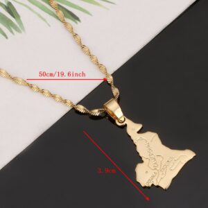 République du Cameroun Map Pendant Necklace Douala Yaounde Africa Jewelry Cameroon Map Necklaces