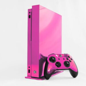 Pink Chrome Mirror - Vinyl Decal Mod Skin Kit by System Skins - Compatible with Microsoft Xbox One X (XB1X)