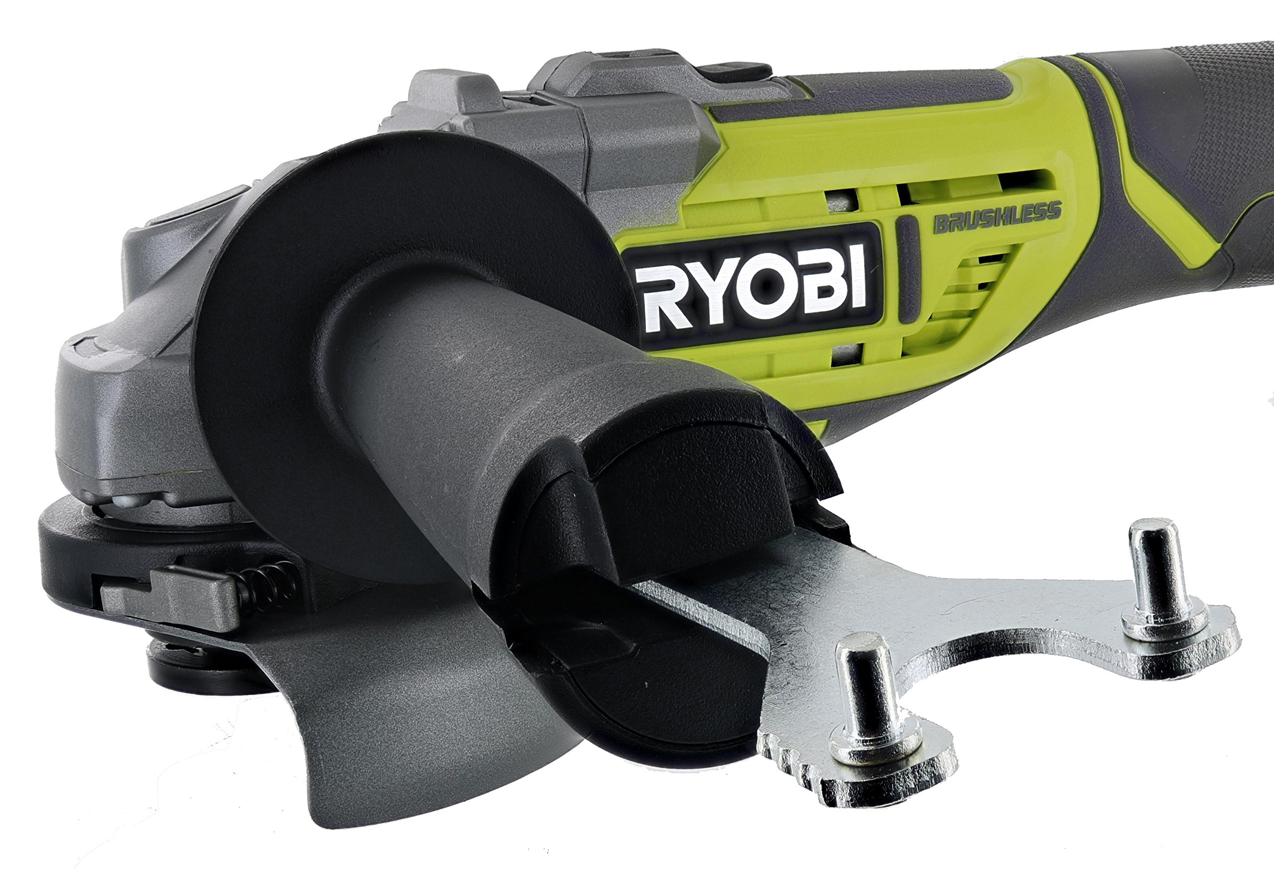 Ryobi P423 18V One+ Brushless 4-1/2" 10,400 RPM Grinder and Metal Cutter w/ Adjustable 3-Position Side Handle and Onboard Spanner Wrench (Battery Not Included, Power Tool Only)