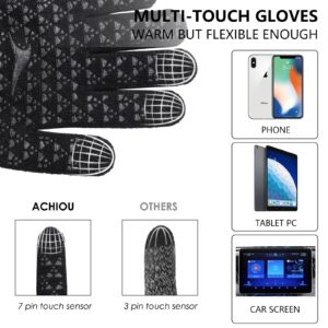 Achiou Winter Gloves for Men Women, Touch Screen Texting Warm Gloves with Thermal Soft Knit Lining,Elastic Cuff