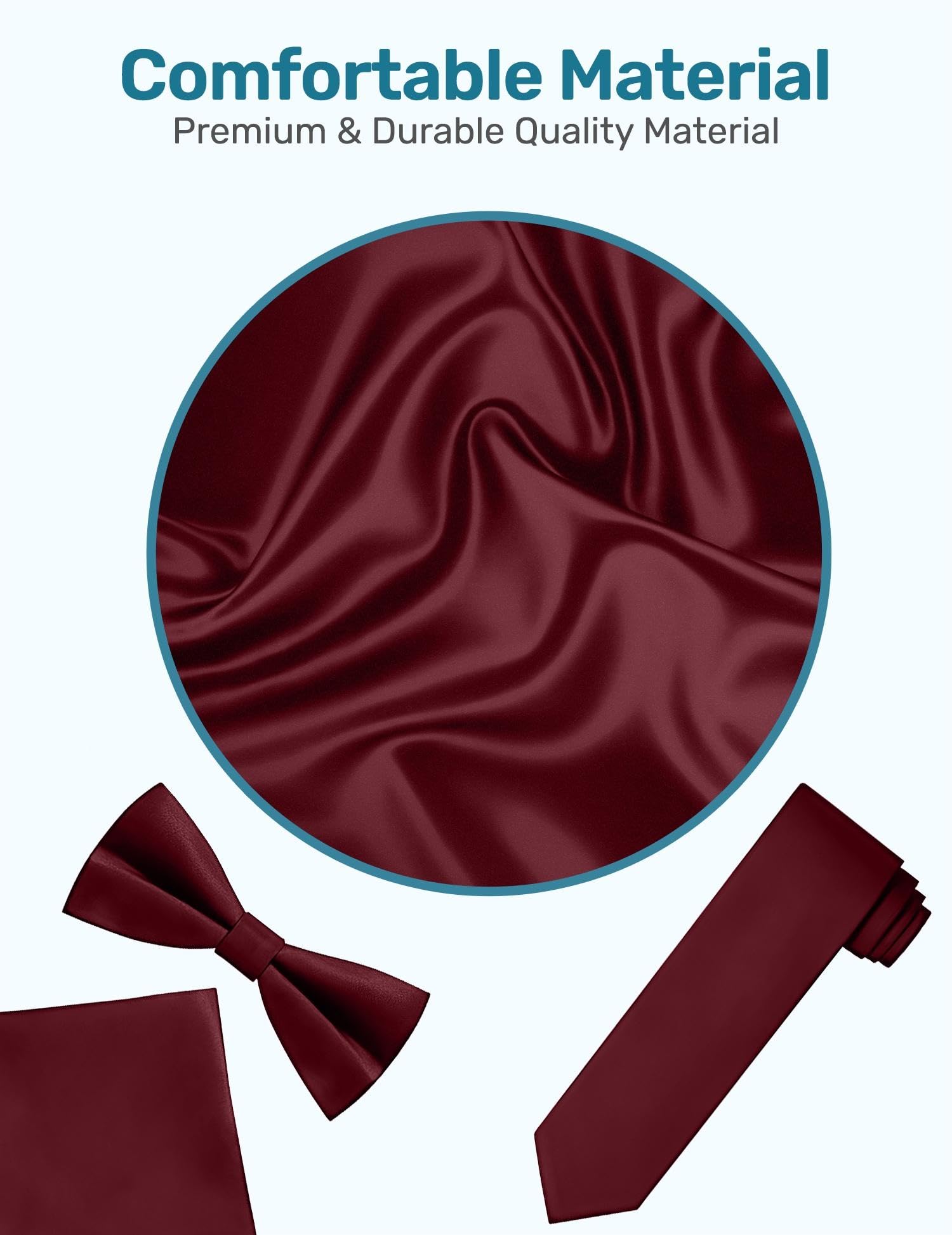 S.H. Churchill & Co. Men's 4 Piece Vest Set, with Bow Tie, Neck Tie & Pocket Hankie - Burgundy, XL