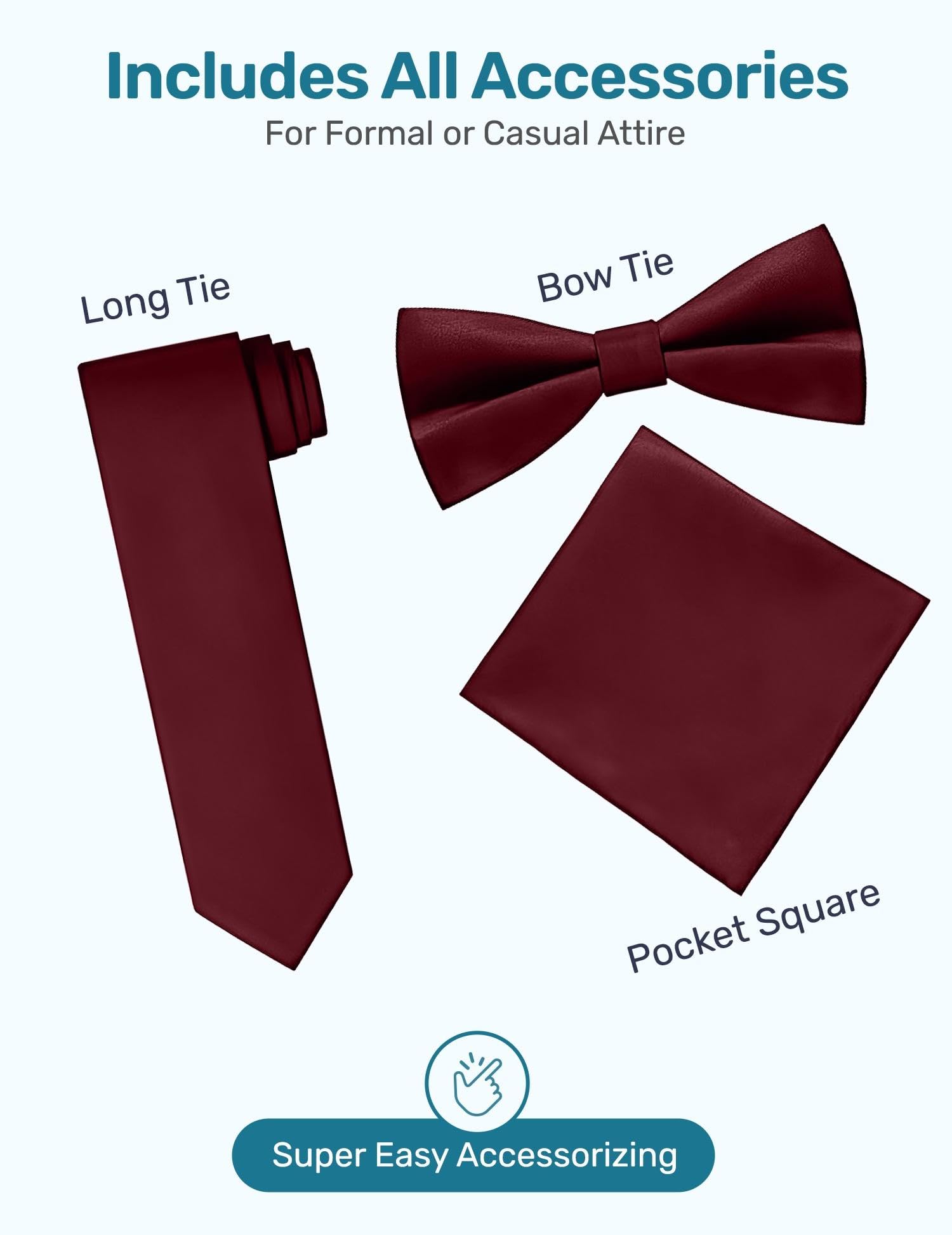 S.H. Churchill & Co. Men's 4 Piece Vest Set, with Bow Tie, Neck Tie & Pocket Hankie - Burgundy, XL