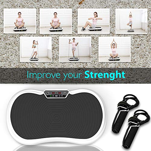 Hurtle Fitness Vibration Shaking Platform - Workout Machine Exercise Equipment for Home Vibration Plate Balance your Weight Workout Equipment Includes Remote Control, Balance Straps, Home Gym, White