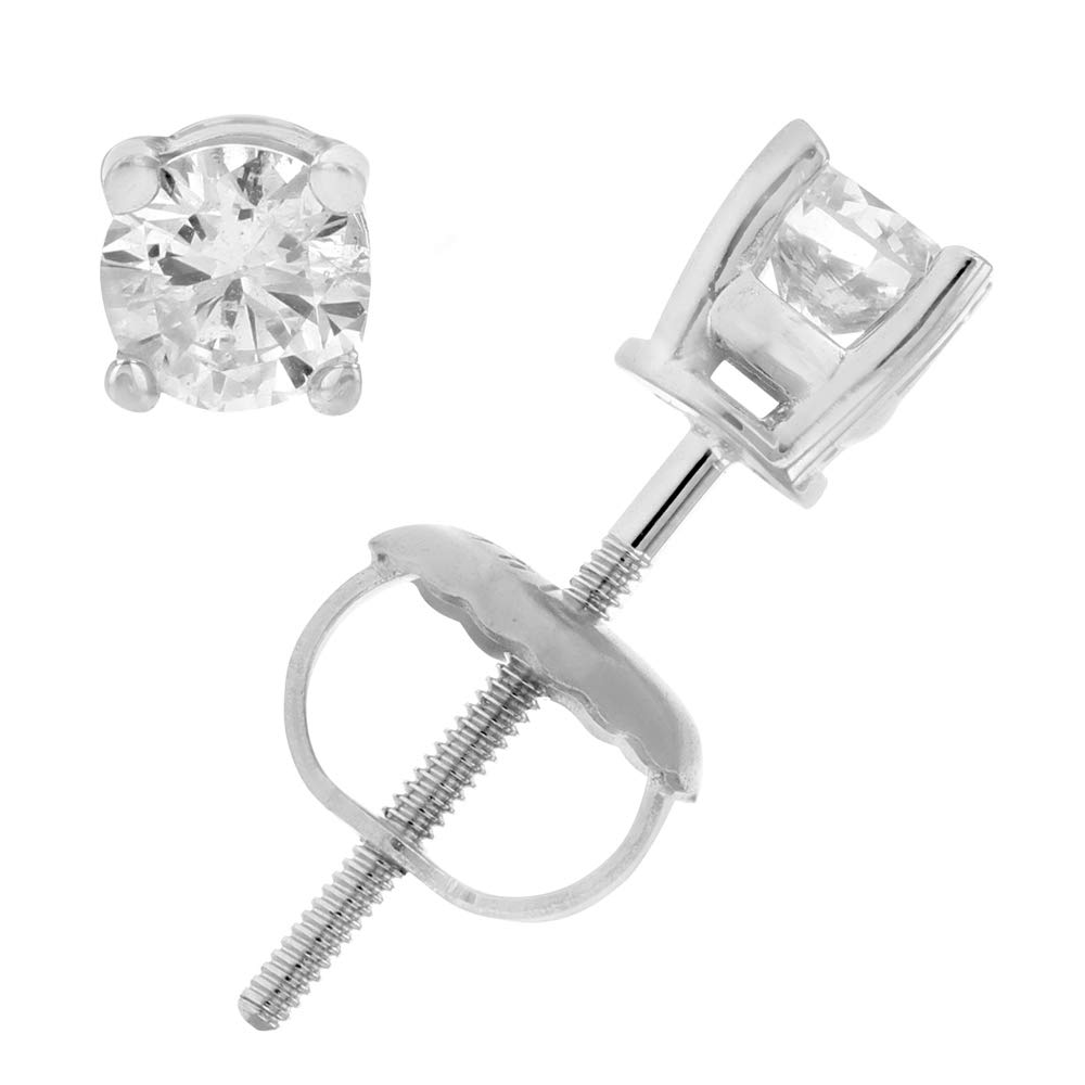 Vir Jewels 3/8 cttw Diamond Stud Earrings 14K White Gold Round Prong Set Basket Screw Backs