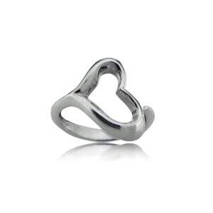 Hoops & Loops 925 Sterling Silver Sideways Open Heart Wrap Ring for Women Teen Girls, Size 8