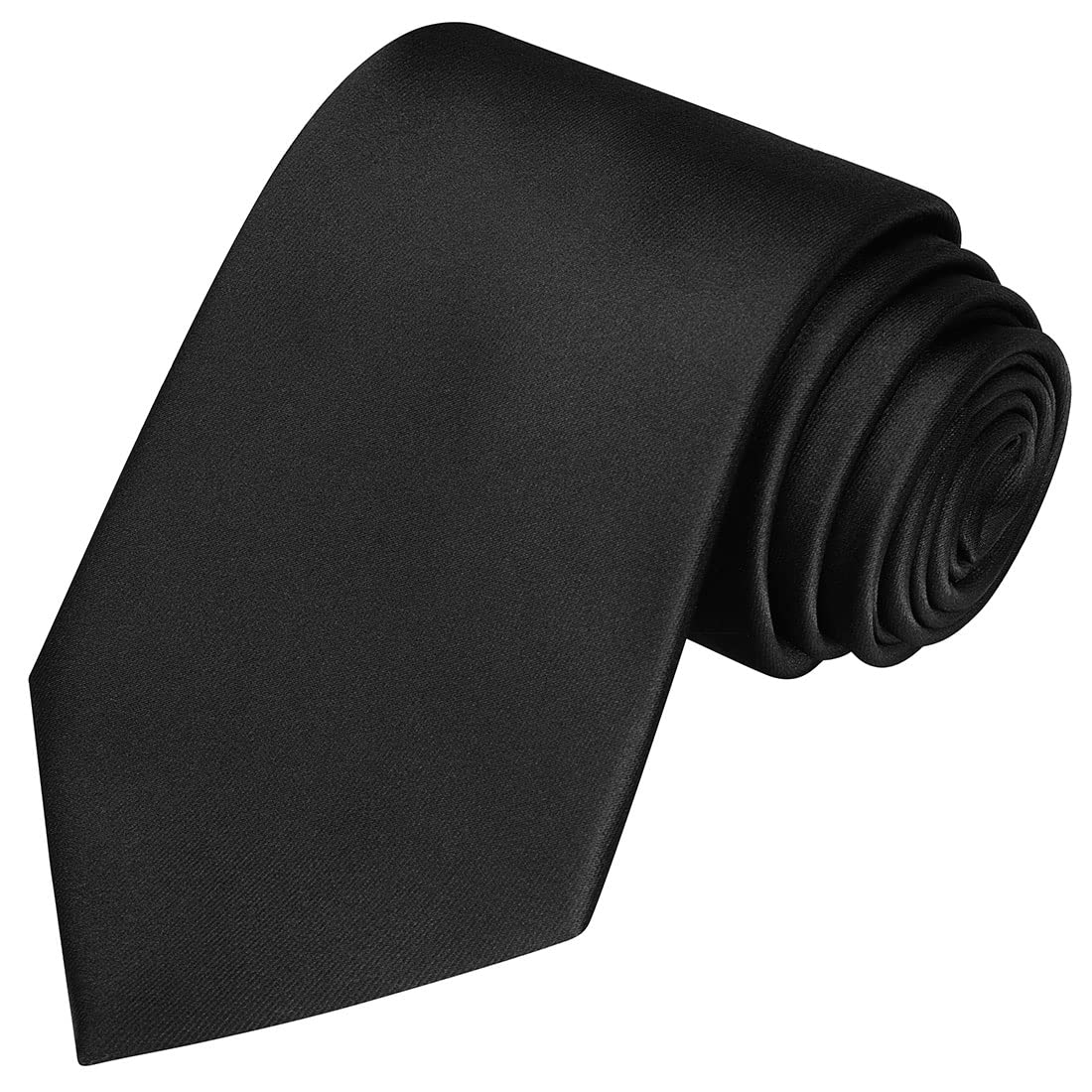 KissTies Mens Black Tie Solid Satin Ties Formal Necktie For Men + Gift Box