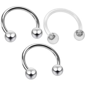 2pc 18g septum horseshoe earrings - circular barbell rings 18 gauge cartilage daith tragus 8mm - clear retainer