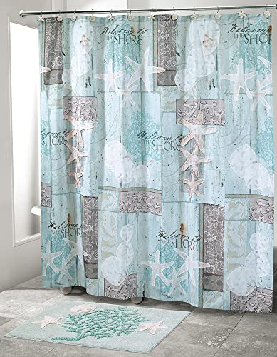 Avanti Linens - Fabric Shower Curtain, Ocean Inspired Bathroom Decor (Beachcomber Collection, 72")