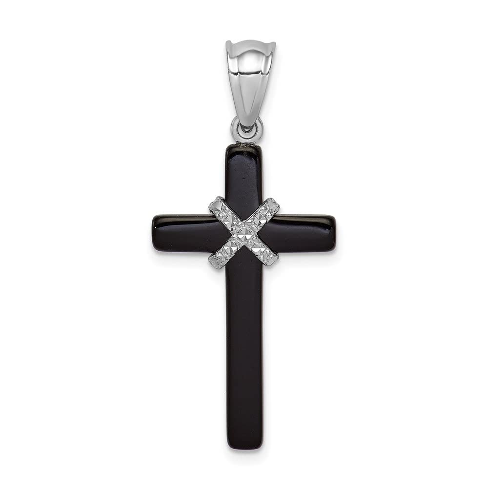 Diamond2Deal 925 Sterling Silver Onyx Cross Pendant Fine Jewelry for Women