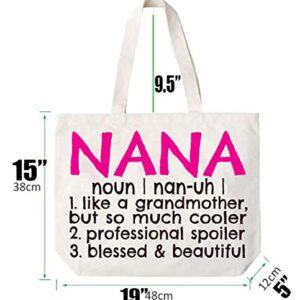 COCOVICI Nana Tote Bag | Grandma Gifts | Nana Gifts | Nana Christmas Gift | Christmas Gift from Grandkids (Nana Definition Pink/Black Font)