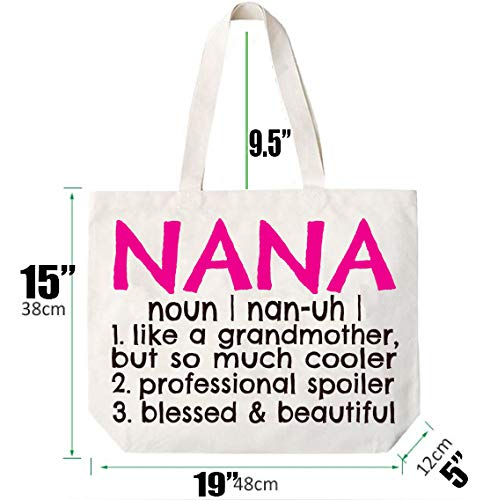 COCOVICI Nana Tote Bag | Grandma Gifts | Nana Gifts | Nana Christmas Gift | Christmas Gift from Grandkids (Nana Definition Pink/Black Font)