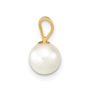 Diamond2Deal 14k Yellow Gold 6-7mm White Saltwater Akoya Cultured Pearl Pendant