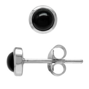 silvershake 4mm petite genuine round shape black onyx 925 sterling silver stud earrings