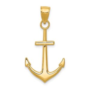 Diamond2Deal 14k Yellow Gold Polished Anchor Pendant Fine Jewelry for Women