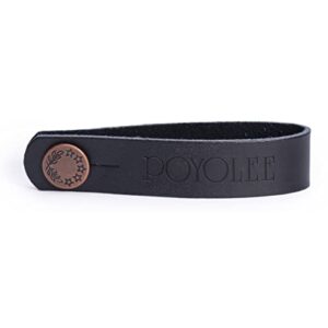 poyolee leather guitar neck strap button guitar headstock strap tie, black/anti copper