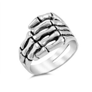 closeoutwarehouse 925 sterling silver skeleton hand ring size 10