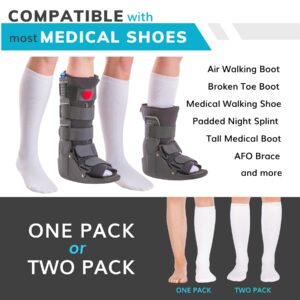 BraceAbility Replacement Sock Liner for Orthopedic Walking Boots - Medical Tube Cast Socks to Wear Under Aircast Cam Walkers and Leg or Foot Fracture Boot for Men and Women (Pack of 2)