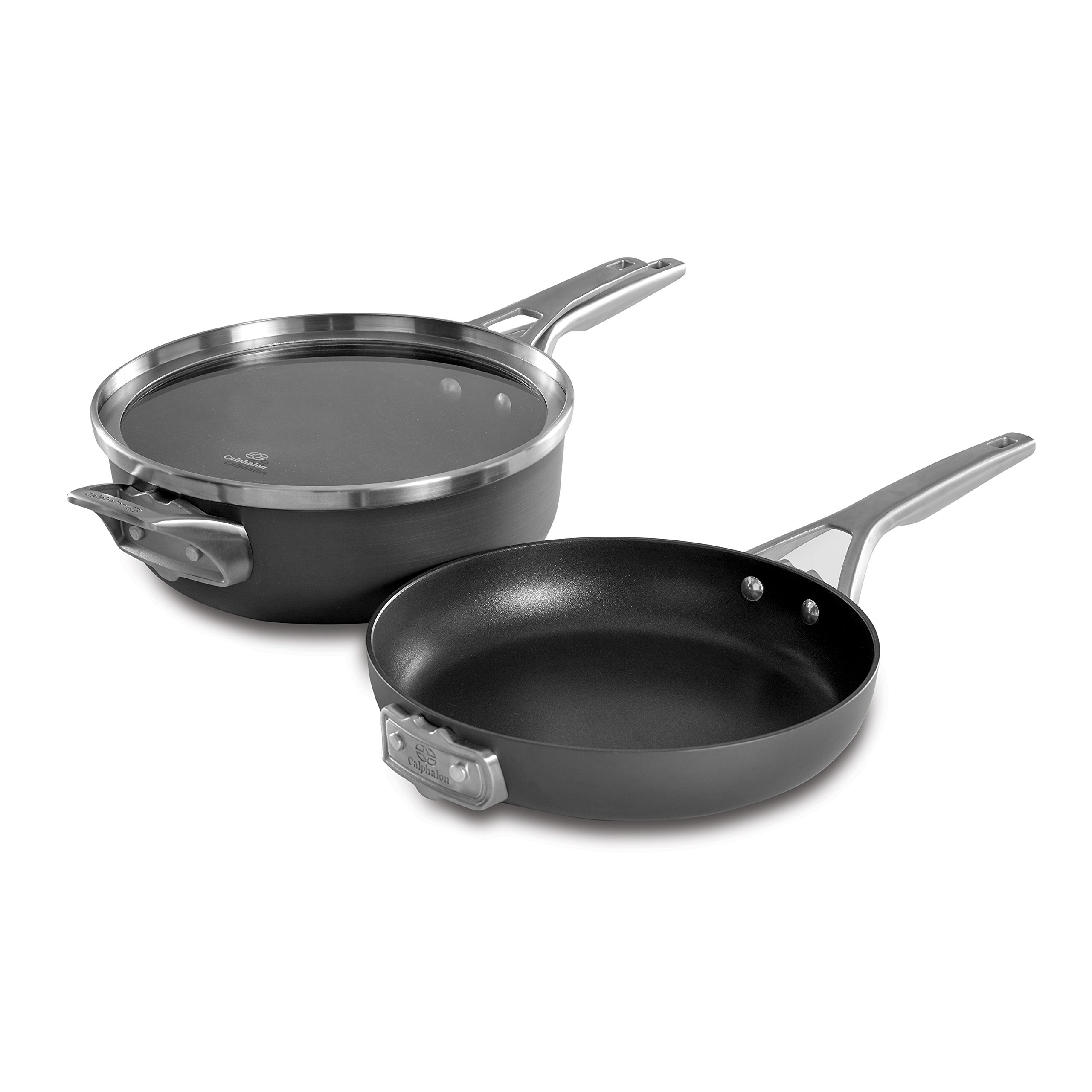 Calphalon Premier Space Saving Hard Anodized Nonstick 3-Piece 10-In. Stack Cookware Set