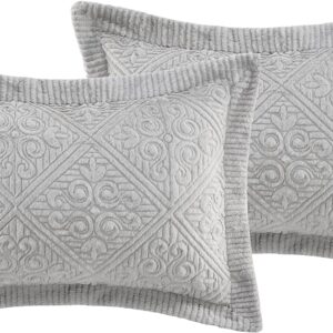 VCNY Home - King Size Bedding, Soft Plush Bedspread with Matching Shams, Dorm Room Essentials, Embossed Inspired Room Decor (Westland Grey, 3-Piece)