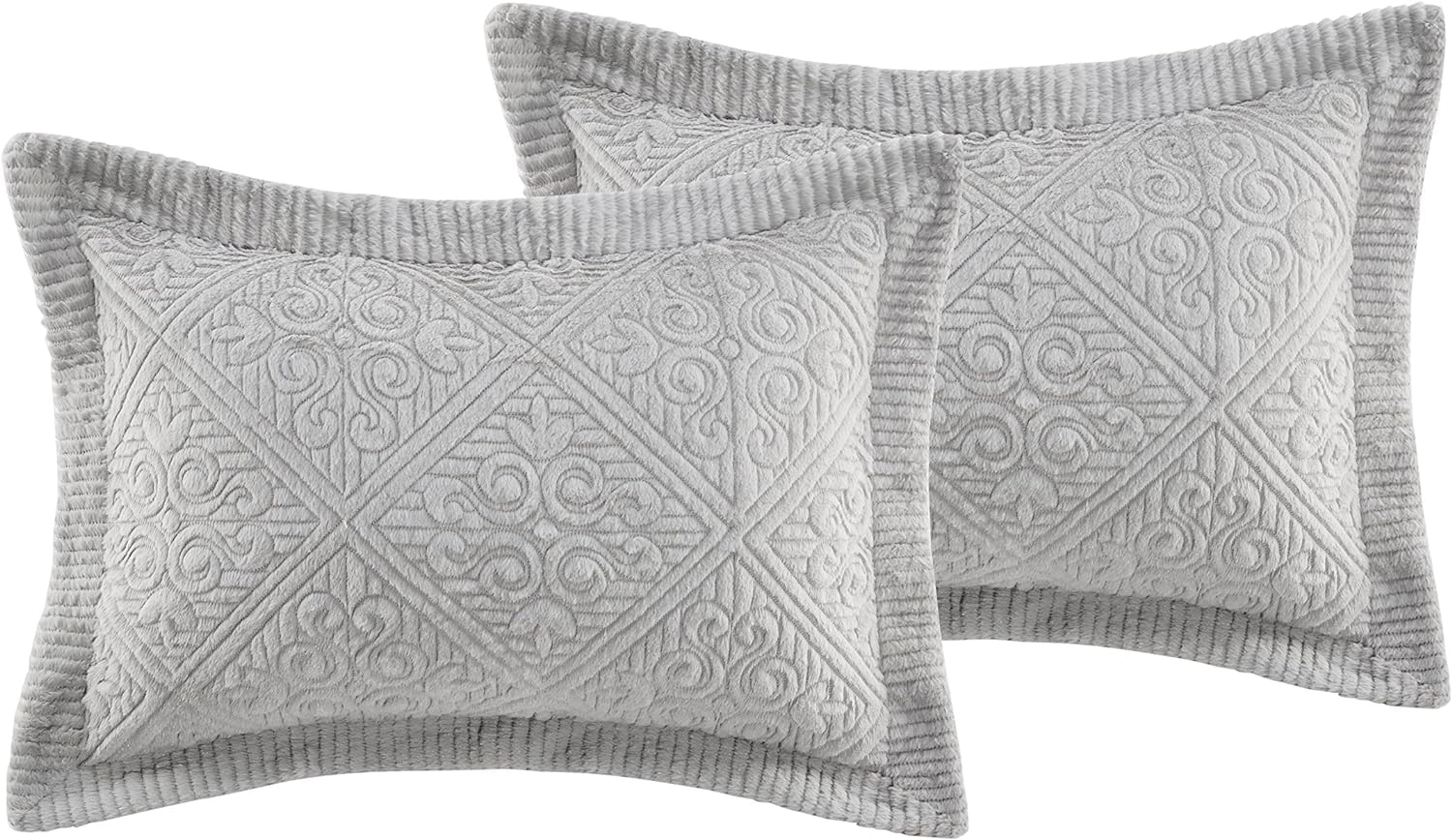 VCNY Home - King Size Bedding, Soft Plush Bedspread with Matching Shams, Dorm Room Essentials, Embossed Inspired Room Decor (Westland Grey, 3-Piece)