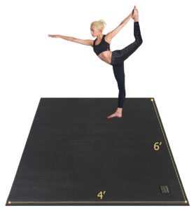 gxmmat large yoga mat 72"x 48"(6'x4') x 7mm for pilates stretching home gym workout, extra thick non slip anti-tear exercise mat, use without shoes black real