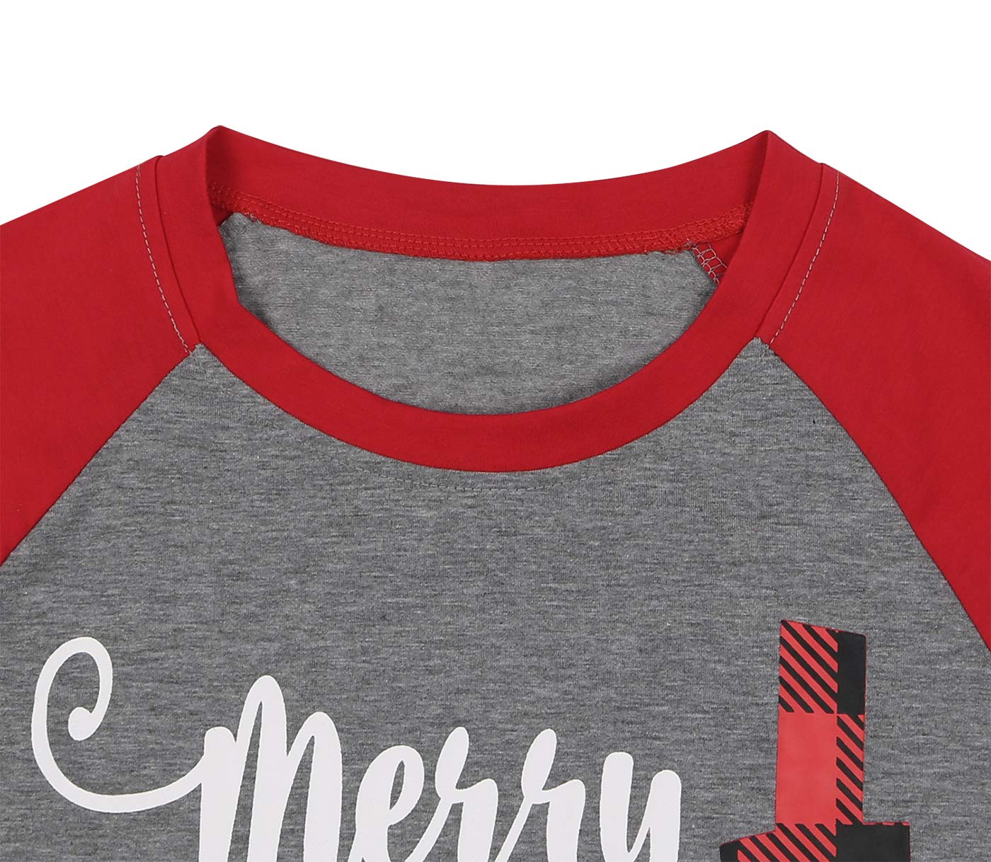 Merry Christmas Tee Shirts Women Christmas Tee Shirts Tops Letter Print Long Sleeve Raglan Baseball Tee Shirts Gray