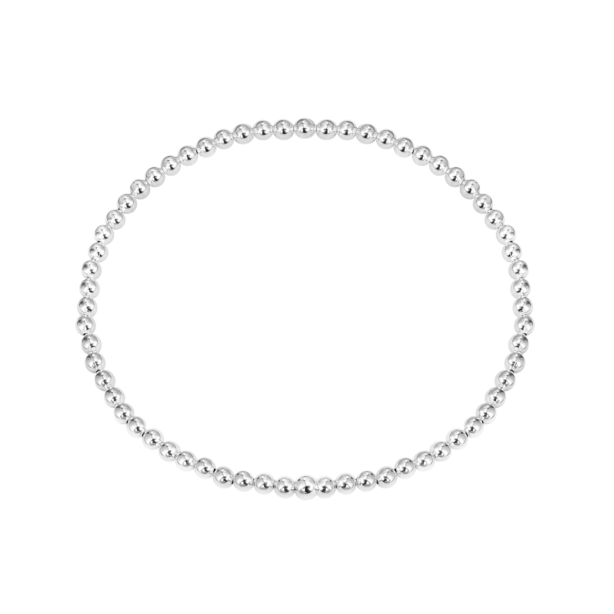 AeraVida Simple Round Beads Sterling Silver Unisex Braceletม 6.25 inches