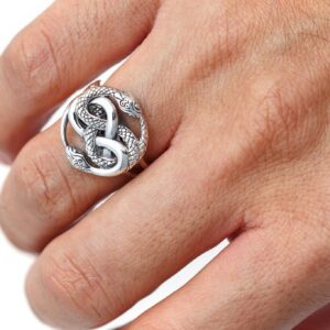 925 Sterling Silver Ouroboros Uroboros Serpent Snake Infinity Eating Tail Ring (8)