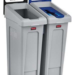 Rubbermaid Commercial Products Slim Jim Recycling Station 2-Stream Landfill/Mixed Recycling Bin/Can/Kit/Station, 23-Gallon, for Offices/Home/Higher Education/Commercial Facilities