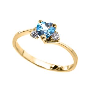 modern contemporary rings dainty 10k yellow gold december birthstone heart with cz proposal/promise ring (size 4.25)