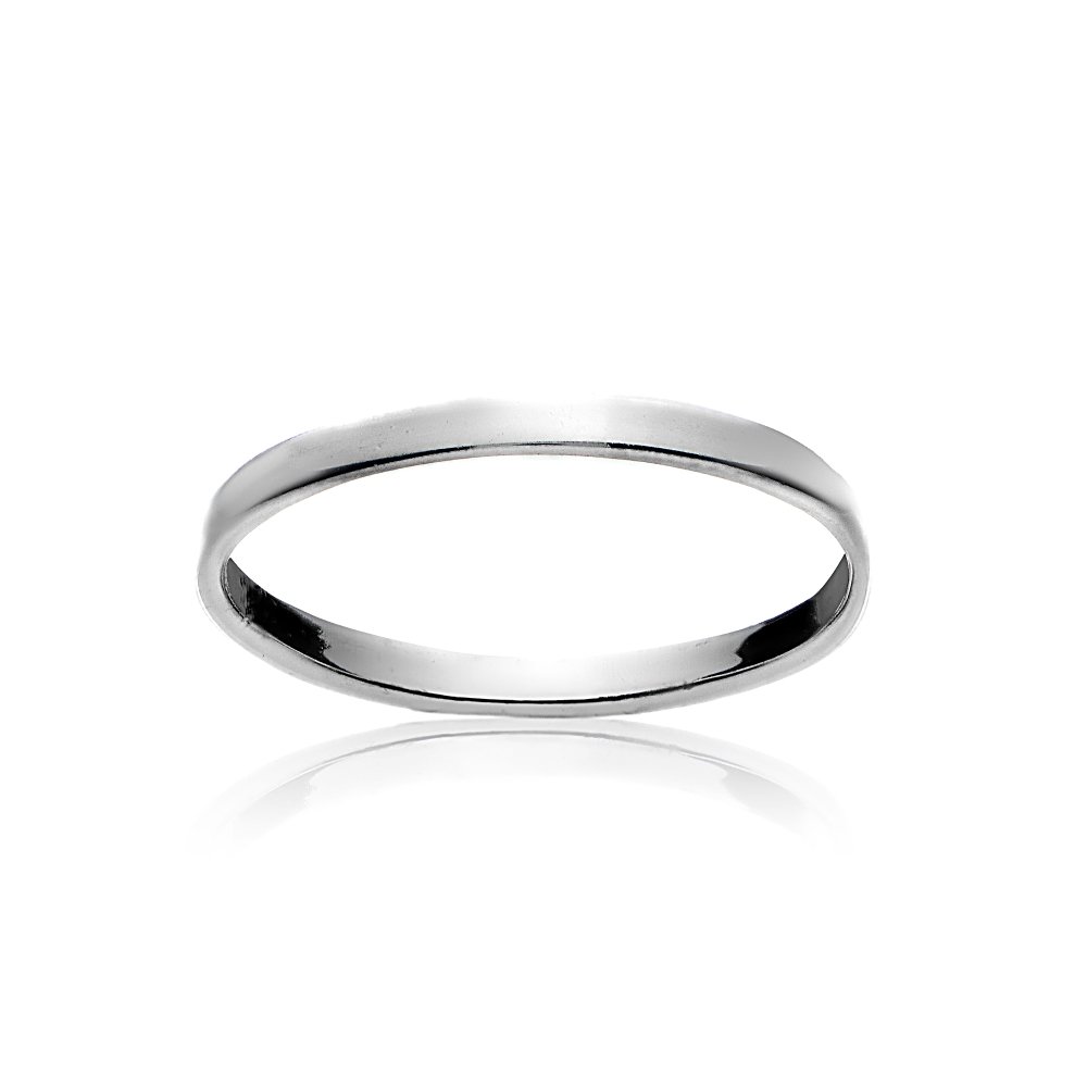 Hoops & Loops Sterling Silver Polished Midi Stackable Thin Wedding Band Ring, Size 6