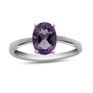 FJC Finejewelers 10k White Gold 7x5mm Solitaire Oval Amethyst Ring Size 8