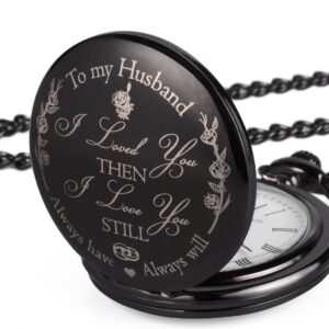 FJ FREDERICK JAMES Anniversary Gift's for Him I Anniversary Gift' for Husband - Engraved ‘to my Husband’ Pocket Watch | I Love You Gift for Husband for Birthday I Valentines I Anniversary for Men