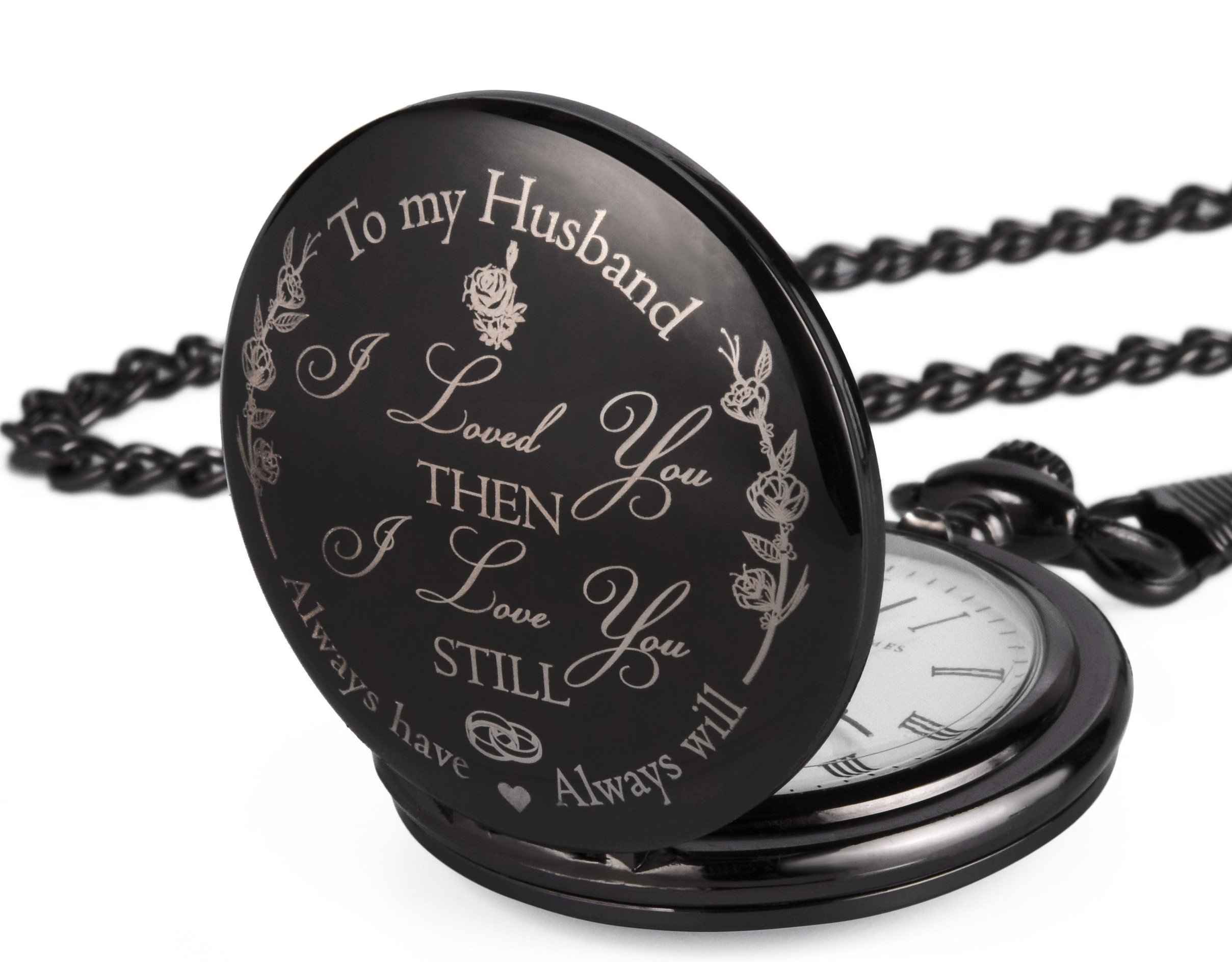 FJ FREDERICK JAMES Anniversary Gift's for Him I Anniversary Gift' for Husband - Engraved ‘to my Husband’ Pocket Watch | I Love You Gift for Husband for Birthday I Valentines I Anniversary for Men