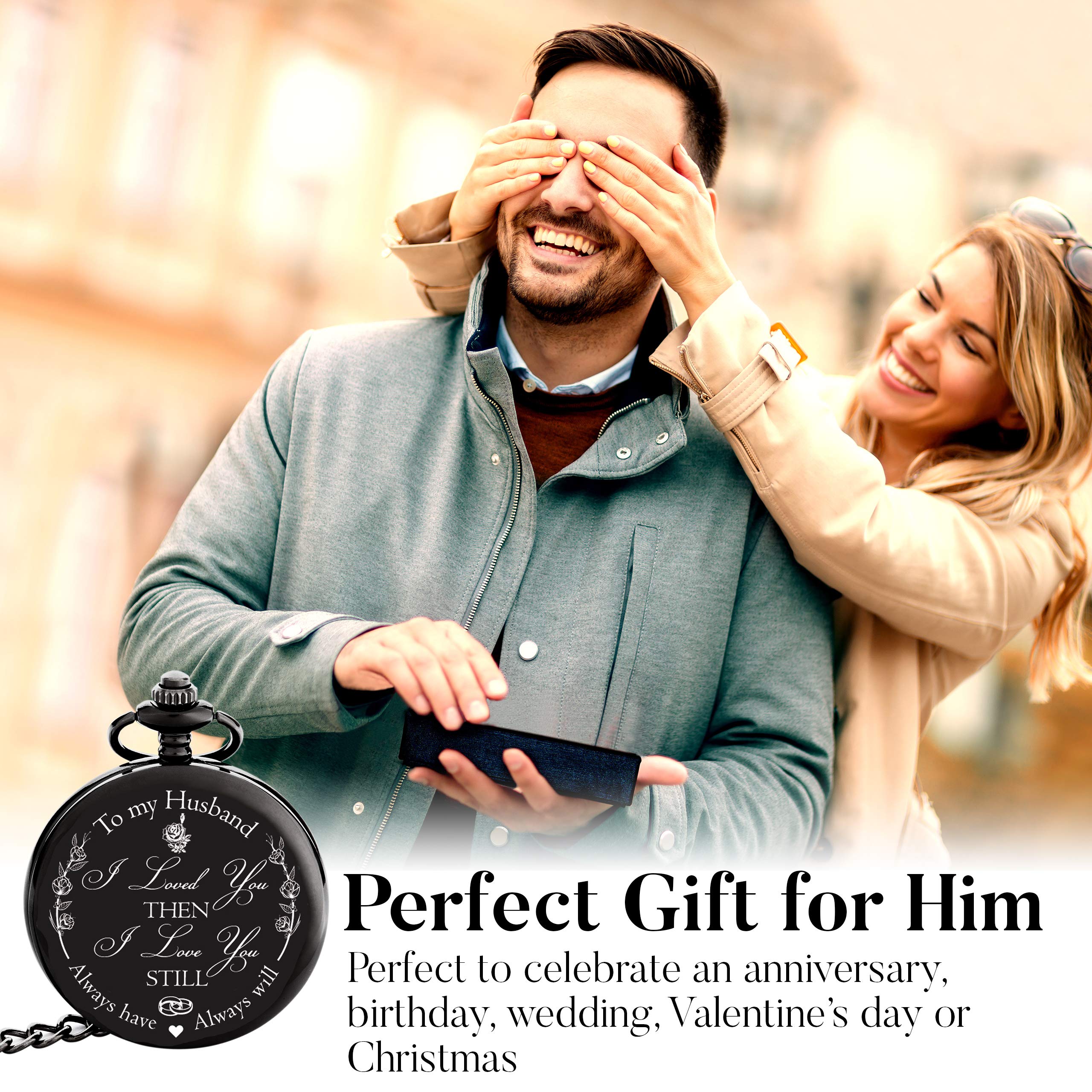 FJ FREDERICK JAMES Anniversary Gift's for Him I Anniversary Gift' for Husband - Engraved ‘to my Husband’ Pocket Watch | I Love You Gift for Husband for Birthday I Valentines I Anniversary for Men