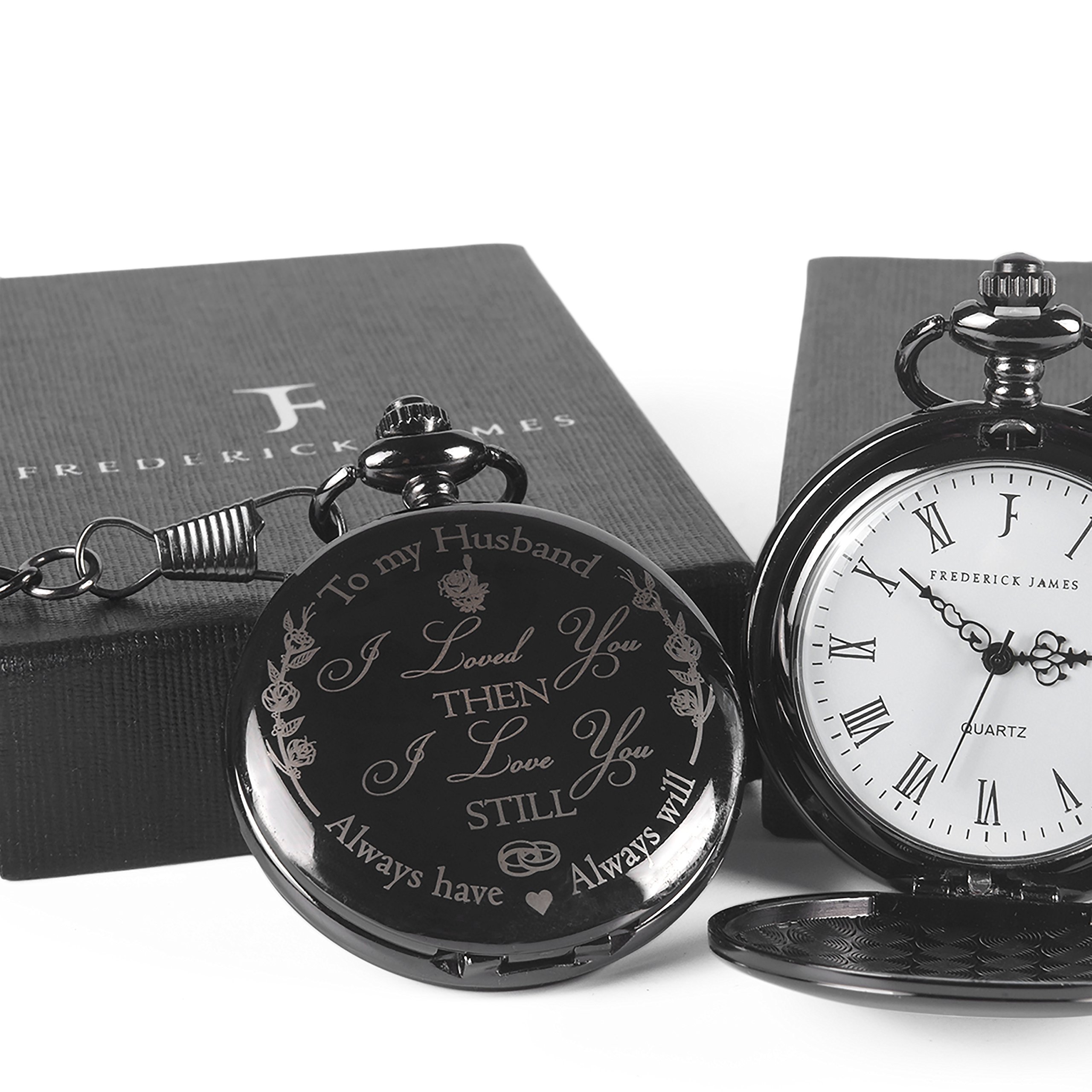 FJ FREDERICK JAMES Anniversary Gift's for Him I Anniversary Gift' for Husband - Engraved ‘to my Husband’ Pocket Watch | I Love You Gift for Husband for Birthday I Valentines I Anniversary for Men