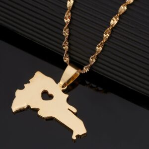 Stainless Steel The Dominican Republic Map Pendant Necklace for Women Gold Color Jewelry Map of Dominican