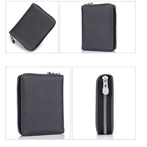 boshiho RFID Blocking 24 Slot Credit Card Holder Wallet Real Leather Multi Card Organizer Wallet with Zipper (Black)