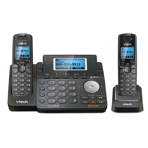 VTech DS6151-11 DECT 6.0 2-Line Expandable Cordless Phone + (1) DS6101-11 Accessory Handset, Black