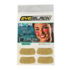 EyeBlack Under Eye Colorful Glitter Strips | Football, Baseball, Softball, Soccer | Great for Adults and Kids | Tailgating Fans, Sporting Events, Cheering Fans - 2 Pairs / 4 Strips - Gold